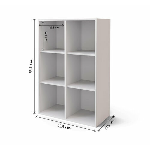 Schma dimensionnel - Meuble de rangement 6 cases Kenan, Blanc