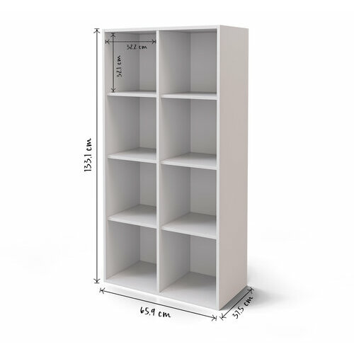 Schma dimensionnel - Meuble de rangement 8 cases Kenan, Blanc