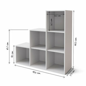 Schma dimensionnel - Meuble de rangement escalier Kenan, Blanc