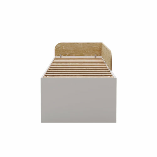 Vue de profil - Lit gigogne Noha Blanc et bois