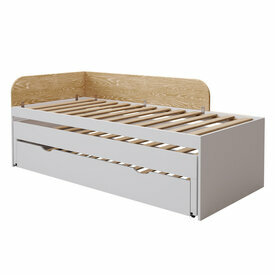 Vue de 3/4 - Pack lit gigogne 3 places avec matelas Noha