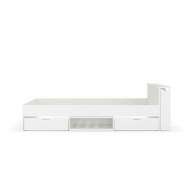 Vue de face - Lit avec rangement et 4 tiroirs coloris Blanc Judy