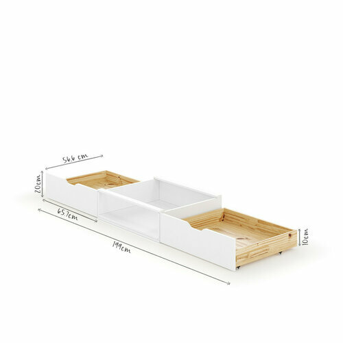 Schma dimensionnel - tiroirs coloris blanc