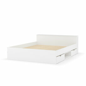 Lit avec rangement et 4 tiroirs coloris Blanc Judy