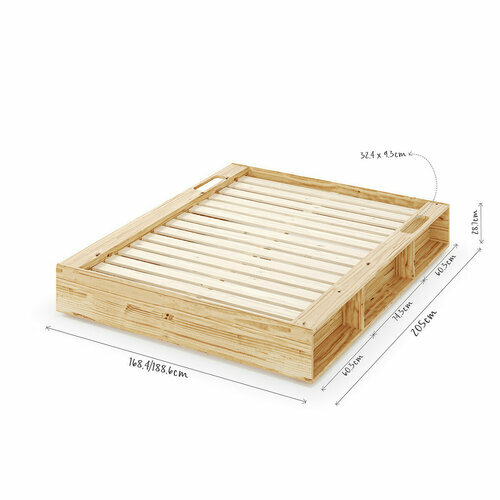Schma dimensionnel - Lit avec rangements Hoggy Bois