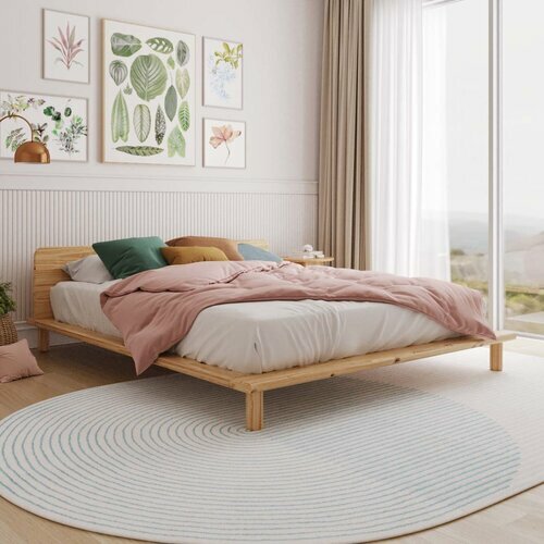 Ambiance - Pack lit 2 places avec tte de lit et matelas Paolo Bois massif