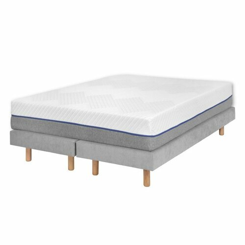 Pack 2 sommiers tapissiers avec matelas Habby gris - Pack 2 sommiers tapissiers avec matelas Habby