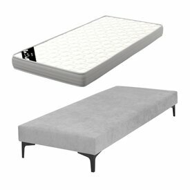 Pack sommier tapissier avec matelas Hiliana gris