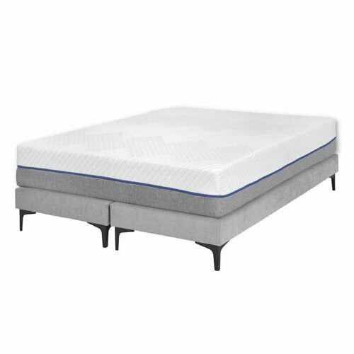 Pack de 2 sommiers tapissiers avec matelas Hiliana gris - Pack de 2 sommiers tapissiers avec matelas Hiliana