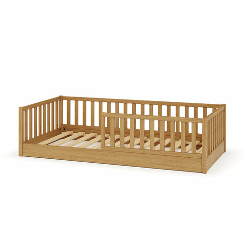 Lit Romeo avec petite barri�re version Montessori Noisette