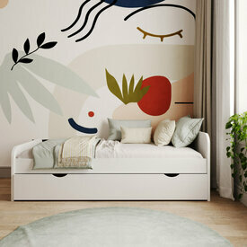 Ambiance - vue de face-Lit gigogne Talia blanc 