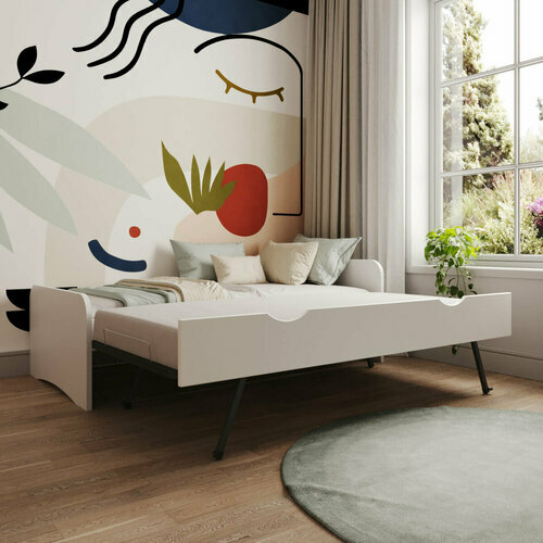 Ambiance  -Lit gigogne ouvert Talia blanc 