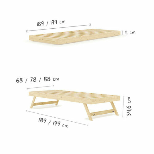 Dimensionnel sommier gigogne Javari