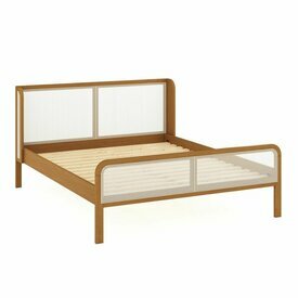 Lit 2 places avec cannage Alina coloris noisette Lit 2 places avec cannage Alina coloris noisette