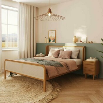 Pack lit 2 places avec cannage et matelas Alina
