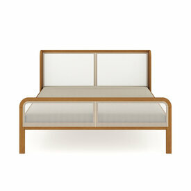 Vue de face - Pack lit 2 places avec cannage et matelas Alina coloris noisette Vue de face - Pack lit 2 places avec cannage et matelas Alina coloris noisette