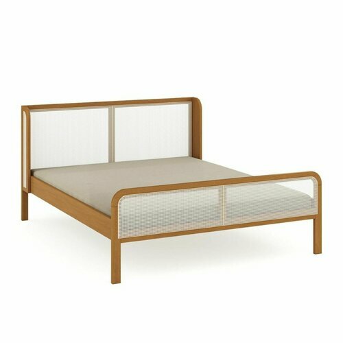 Pack lit 2 places avec cannage et matelas Alina coloris noisette - Pack lit 2 places avec cannage et matelas Alina