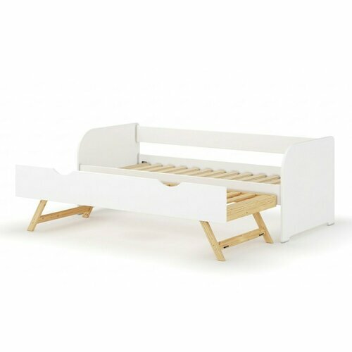 Lit banquette Gigogne ouvert Zira - coloris blanc Lit banquette Gigogne ouvert Zira - coloris blanc