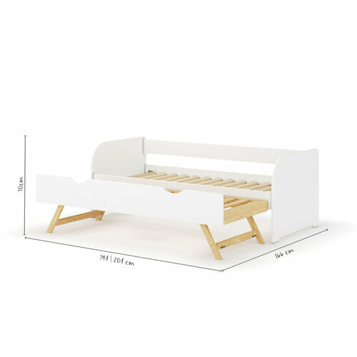 Dimensionnel - Lit banquette Gigogne ouvert Zira Dimensionnel - Lit banquette Gigogne ouvert Zira