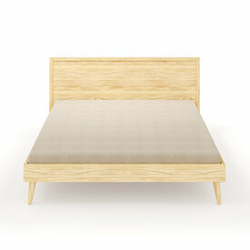 Vue de face - Ambiance - Pack lit 2 places avec matelas Billy coloris bois Vue de face - Ambiance - Pack lit 2 places avec matelas Billy coloris bois