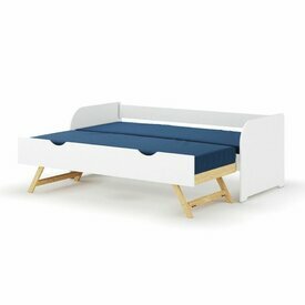 Pack lit banquette gigogne ouvert avec matelas Zira - coloris blanc Pack lit banquette gigogne ouvert avec matelas Zira - coloris blanc