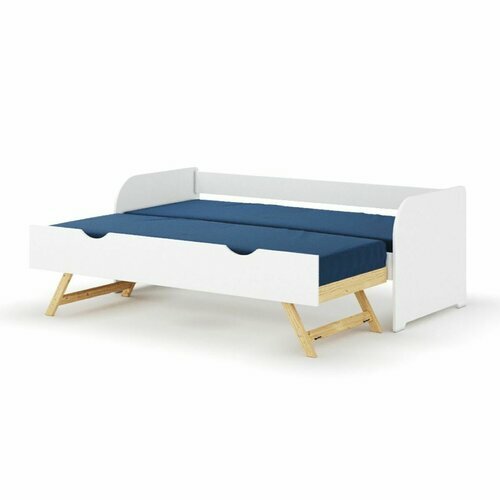 Pack lit banquette gigogne ouvert avec matelas Zira - coloris blanc Pack lit banquette gigogne ouvert avec matelas Zira - coloris blanc