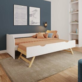 Ambiance - Pack lit banquette gigogne avec matelas Zira coloris blanc Ambiance - Pack lit banquette gigogne avec matelas Zira coloris blanc