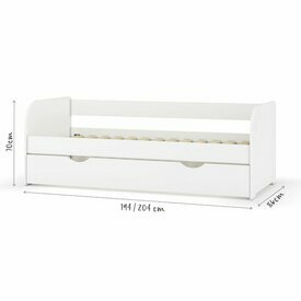 Dimensionnel - Lit banquette Gigogne Zira coloris blanc Dimensionnel - Lit banquette Gigogne Zira coloris blanc