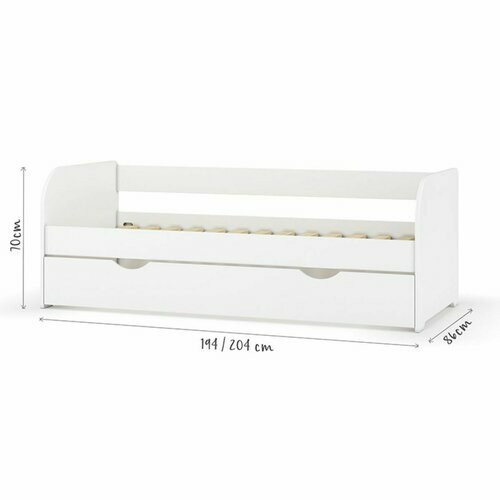 Dimensionnel - Lit banquette Gigogne Zira coloris blanc Dimensionnel - Lit banquette Gigogne Zira coloris blanc