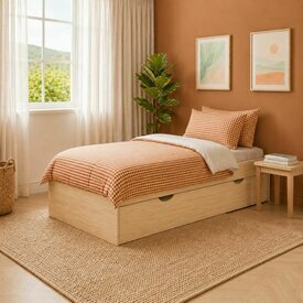 Lit gigogne avec matelas Antag - sommier gigogne ferm� - coloris bois