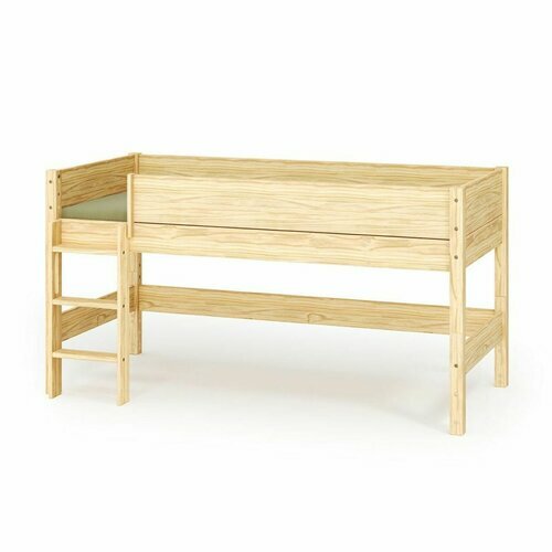 Lit mi-hauteur pr�sent� avec un matelas Louw - coloris Bois
