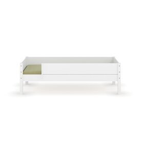 Vue de face - Lit banquette Louw présenté avec un matelas - coloris blanc Vue de face - Lit banquette Louw présenté avec un matelas - coloris blanc