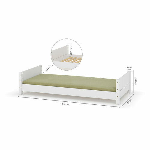Dimensionnel - Lit enfant Montessori Louw - coloris blanc Dimensionnel - Lit enfant Montessori Louw - coloris blanc