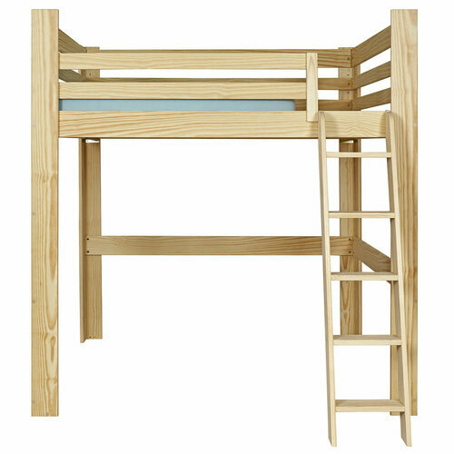 Vue de face �chelle droit  - Lit mezzanine 2 places Suri bois naturel