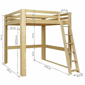 Dimensions - Lit mezzanine 2 places Suri bois naturel