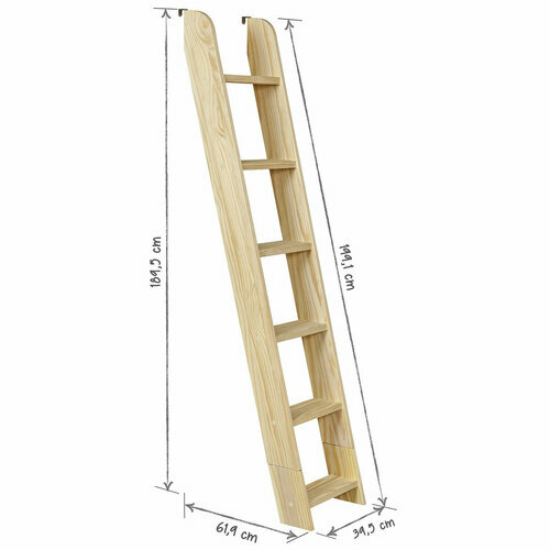 Dimensions �chelle - Lit mezzanine 2 places Suri bois naturel