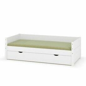 Vue de 3/4 - Lit banquette enfant avec tiroir Louw - coloris blanc