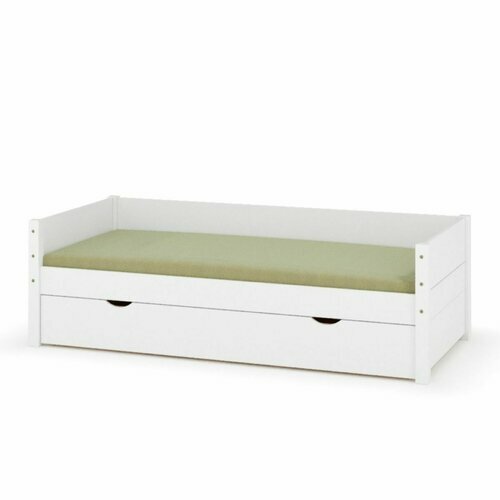 Vue de 3/4 - Lit banquette enfant avec tiroir Louw - coloris blanc