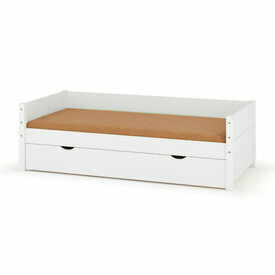 Lit banquette gigogne Louw pr�sent� avec un matelas - coloris blanc