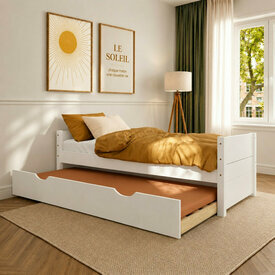 Ambiance - Lit banquette gigogne semi-ouvert Louw - coloris blanc