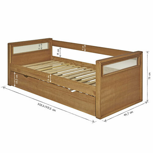 Schéma dimensionnel Lit banquette gigogne COBI Schéma dimensionnel Lit banquette gigogne COBI