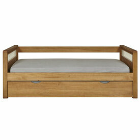 Vue de face - Lit banquette gigogne COBI bois massif Vue de face - Lit banquette gigogne COBI bois massif