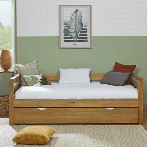 Ambiance vue de face Pack lit gigogne avec matelas IVY Ambiance vue de face Pack lit gigogne avec matelas IVY