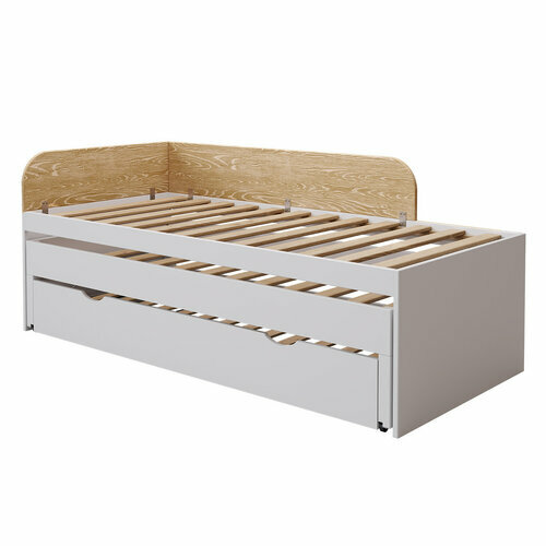Lit gigogne 3 places Noha Blanc et bois - Lit gigogne 3 places Noha