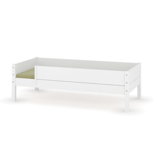 Lit banquette Louw pr�sent� avec un matelas - coloris blanc - Pack lit banquette avec barri&egrave;re et matelas Louw