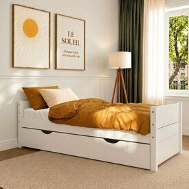 Ambiance - Lit banquette gigogne Louw - coloris blanc Ambiance - Lit banquette gigogne Louw - coloris blanc